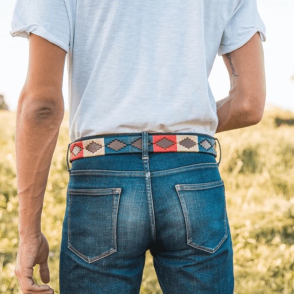 Gaucho Life Western Boho Multicolored Embroidered Cowhide Leather Belt SIZE 42 - Picture 3 of 10